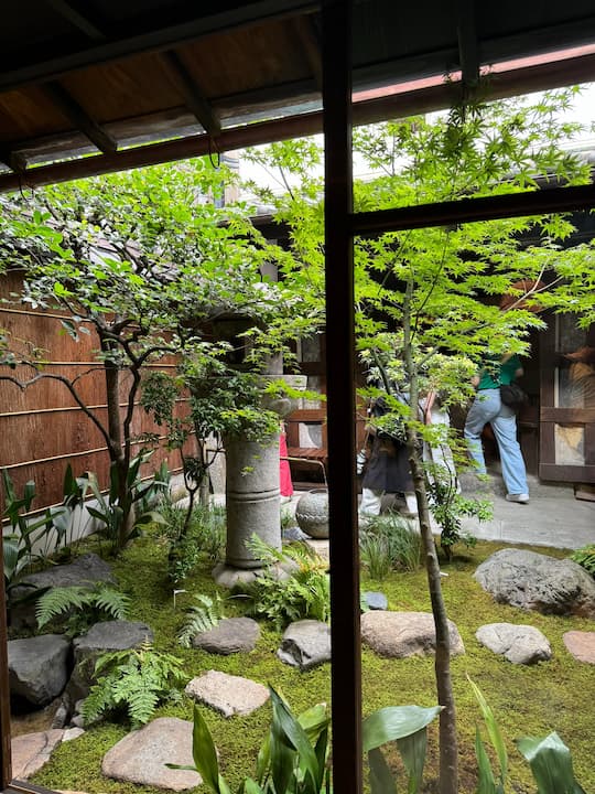 Courtyard leading to the café area at LE LABO Kyoto Machiya Café