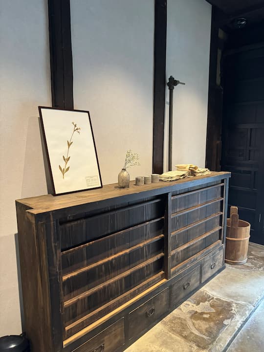 Crafts area with exhibitions at LE LABO Kyoto Machiya Café