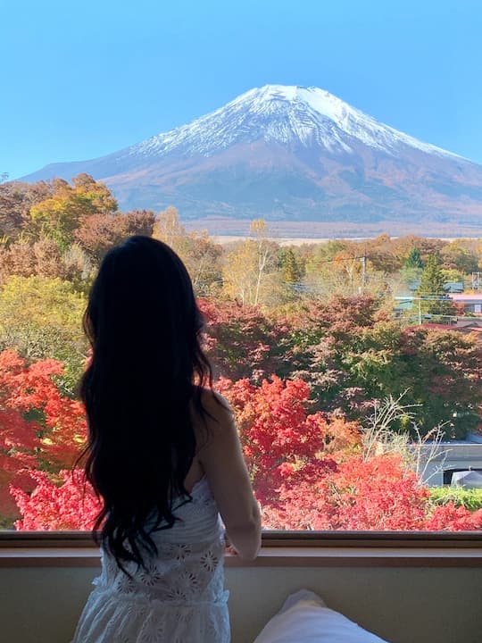 Experience waking up to Mount Fuji's grandeur from the Fuji View Room at Fuji Matsuzono Hotel