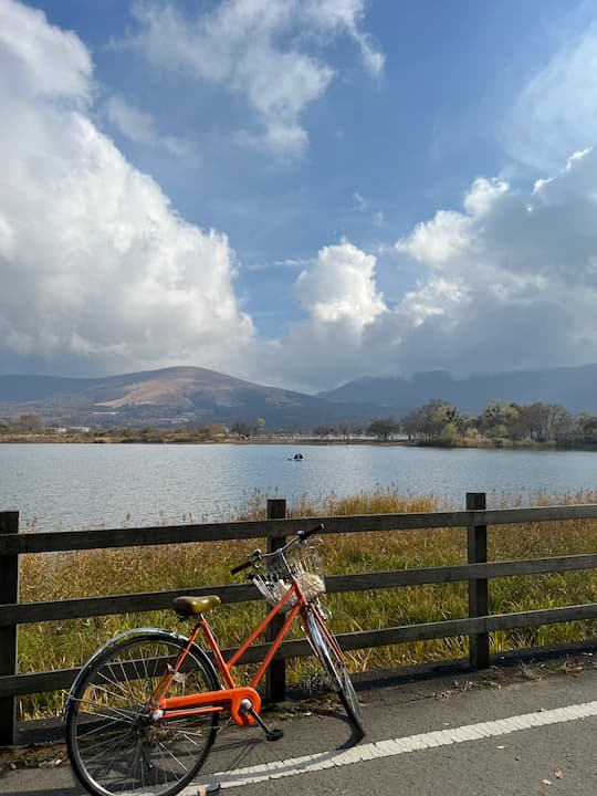 Cycling around Lake Yamanaka near Fuji Matsuzono Hotel