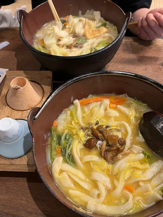 Ramen from the renowned Mount Fuji ramen shop, Hotou Fudo Kawaguchiko Station