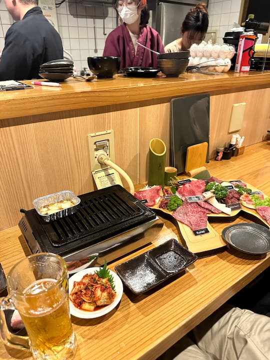 Assorted beef cuts at Nikuya Suzu restaurant in Kyoto